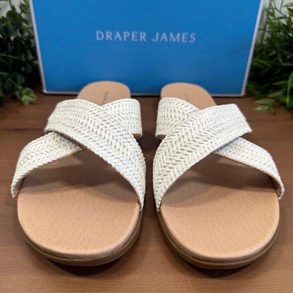 Draper James Women's Alex Raffia White Crossed Strap Sandals Size 9 - Picture 4 of 6